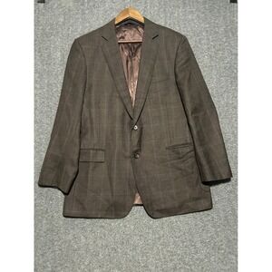 Brooks brothers regent sport blazer lanificio windowpane brown wool size 42R